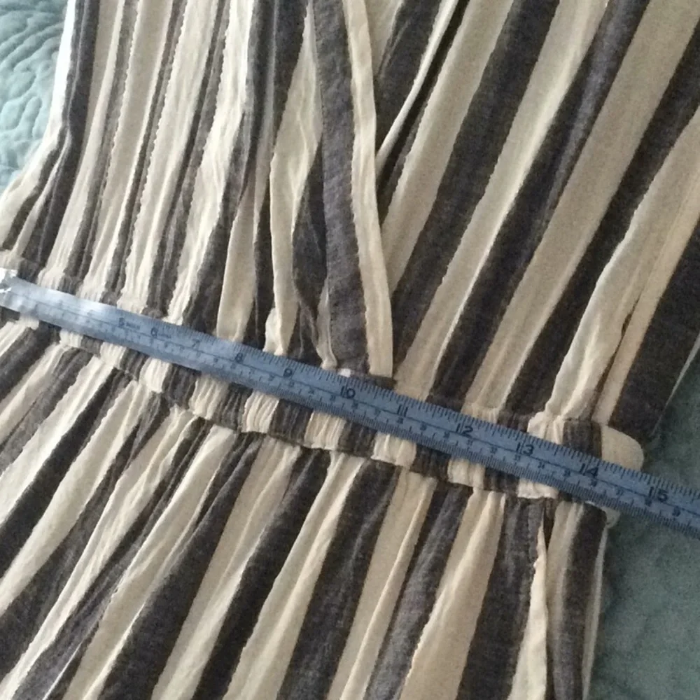 ICHI Jumpsuit Gray White Gold Stripes Size Medium 38